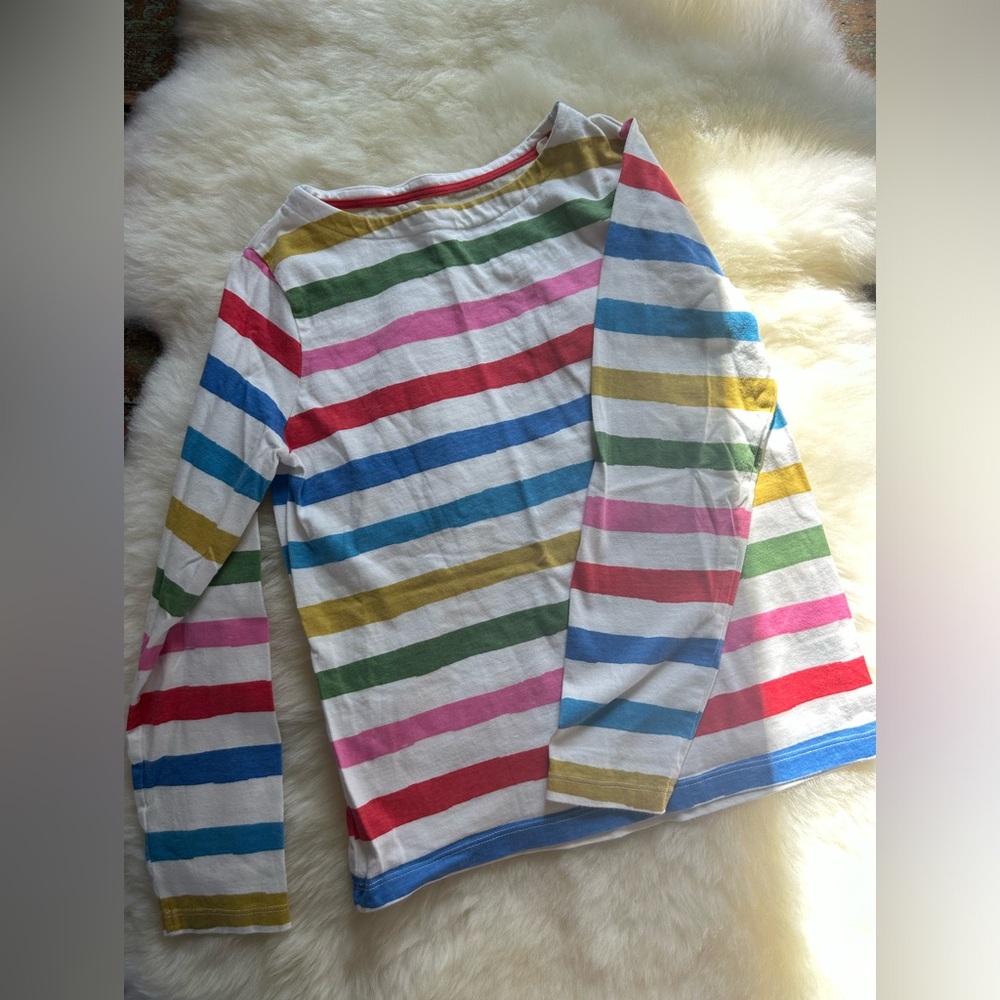 Mini Boden multi color striped top long sleeve girl’s size 8-9 years